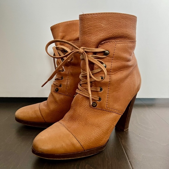 J.CREW Tan Leather Heeled Boots - Picture 2 of 9